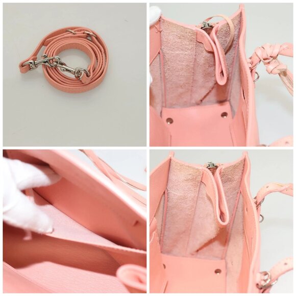 BALENCIAGA The Paper A6 Hand Bag Leather 2way Pink Silver - Picture 14 of 15